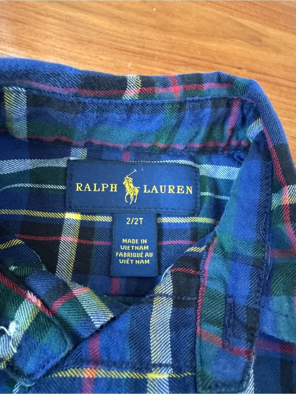 Ralph Lauren Navy & Green Plaid Button-Down Shirt for Kids